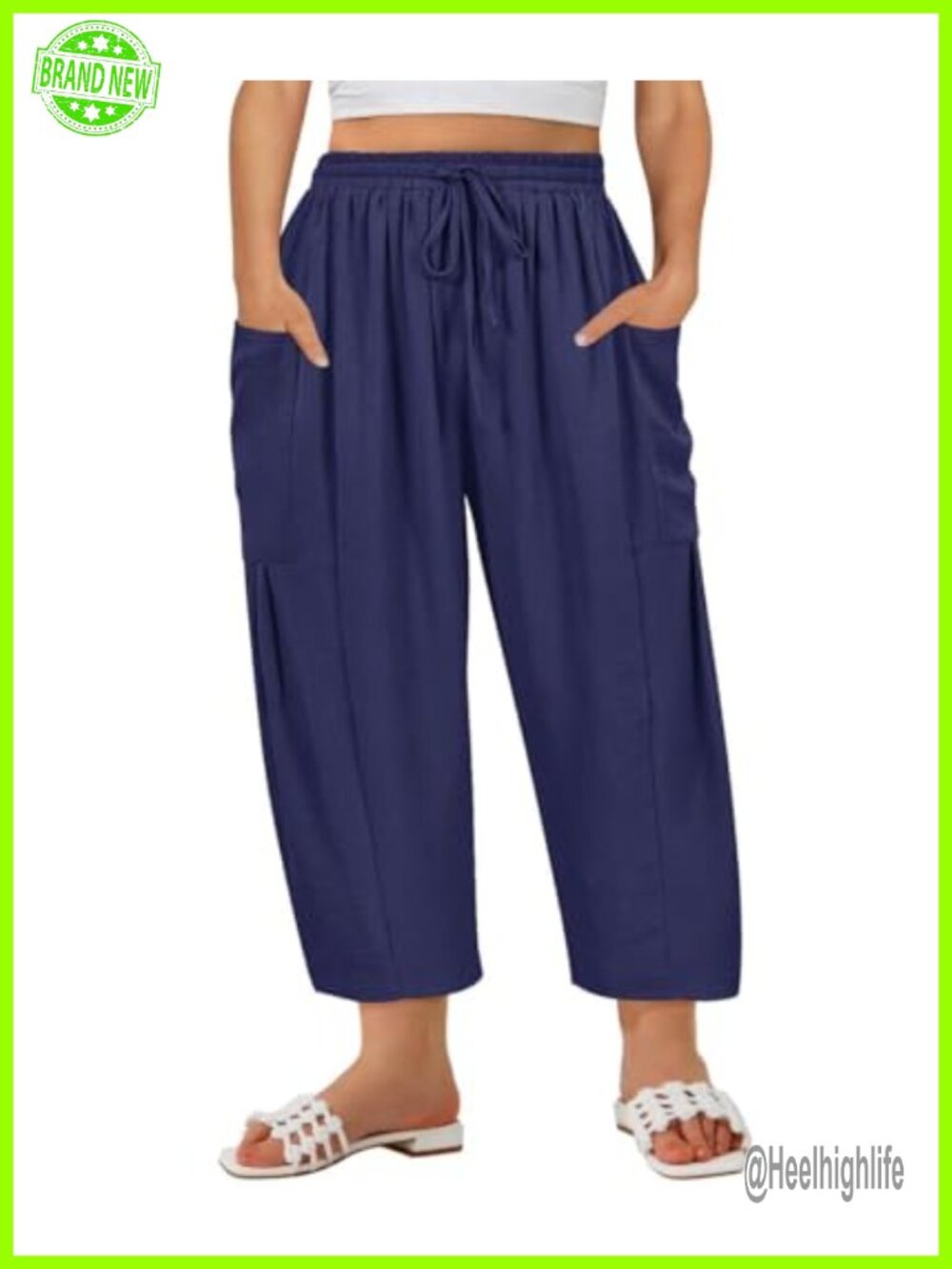Plus Size Palazzo Harem Pants Drawstring Elastic Waist Lightweight Loose Beach